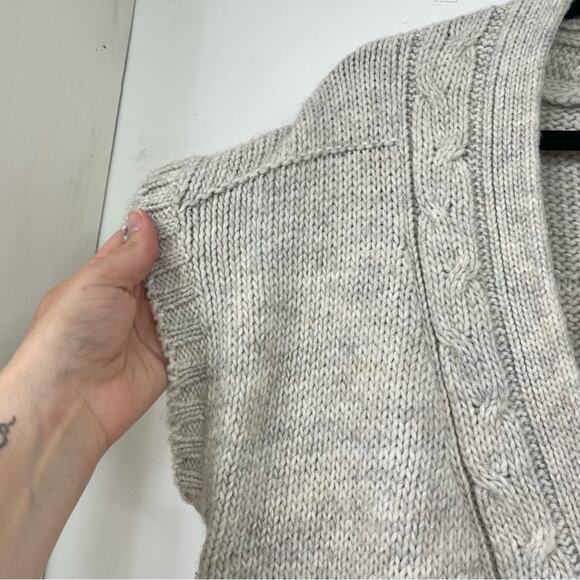 Michael Kors Grey Cable Knit Womens Short Sleeve Sweater Cardigan L Academia - Picture 6 of 8